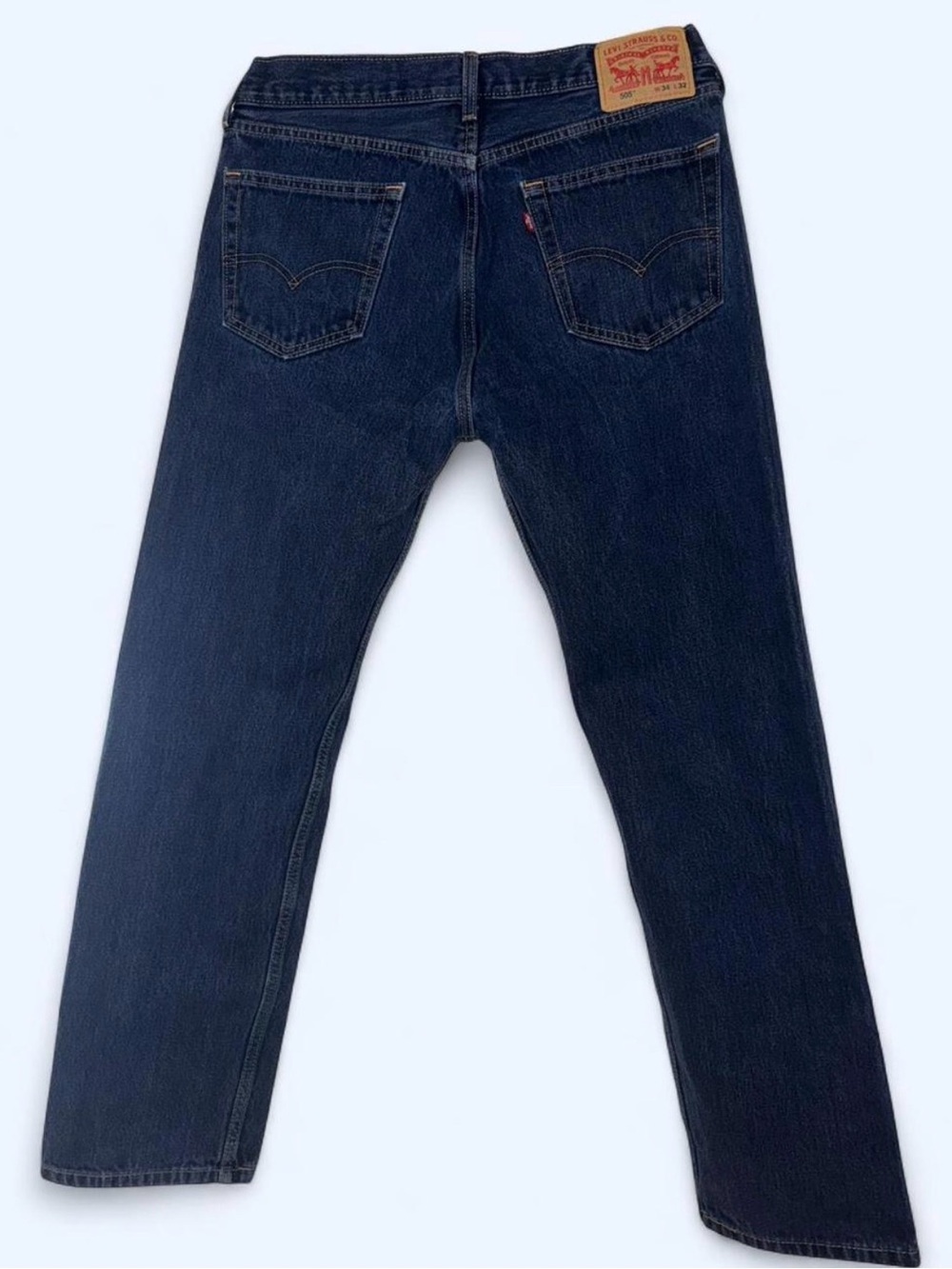Levi's 505 Men's Dark Blue Straight Jeans with Classic Patch. Size 34W 32L - Picture 3 of 9